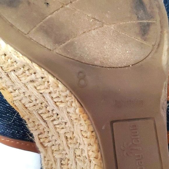 Boho Retro Y2K Chambray & Vegan Leather Espadrille Wedge Sandals - Picture 11 of 11